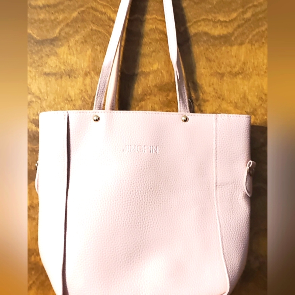 JINGPIN Tote with 3 attachments  wallet, makeup bag, and card case. PINK.